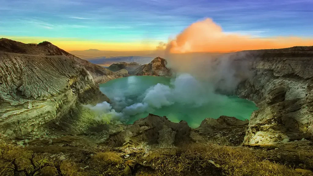 Vulcano blu in Indonesia