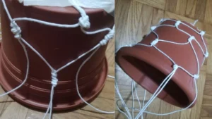 Vasetti appesi con intreccio macramè 5