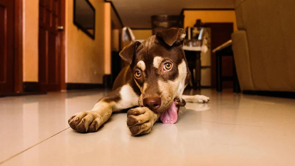 Detersivi e cani sul pavimento