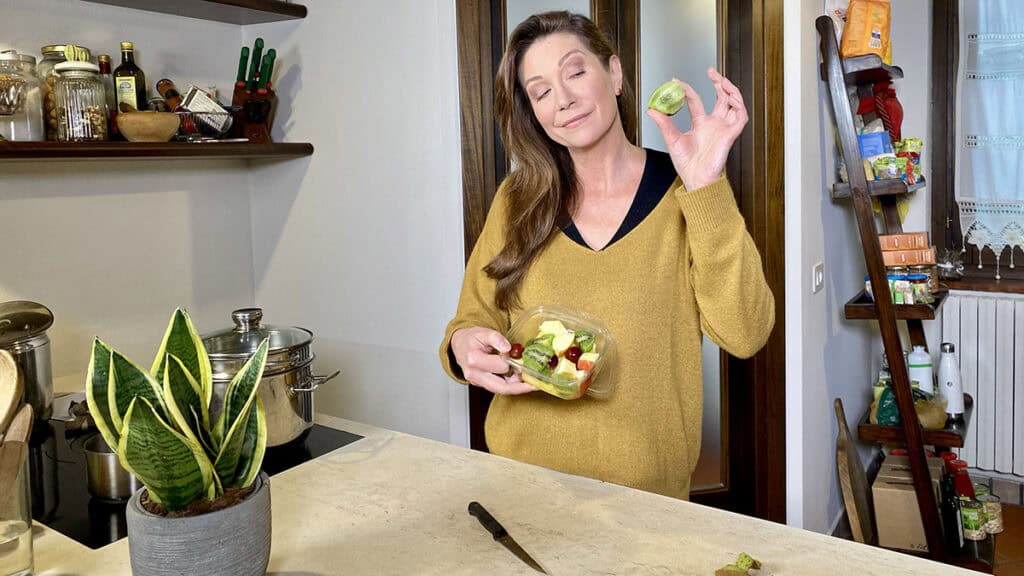 Tessa Gelisio, frutta già tagliata